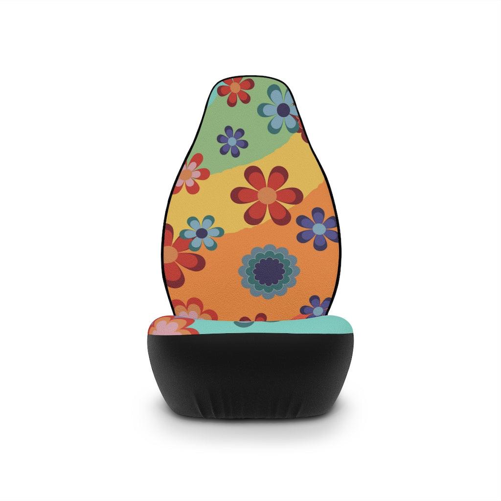 Cute and Groovy Hippie Flowers Rainbow Car Seat Covers | lovevisionkarma.com