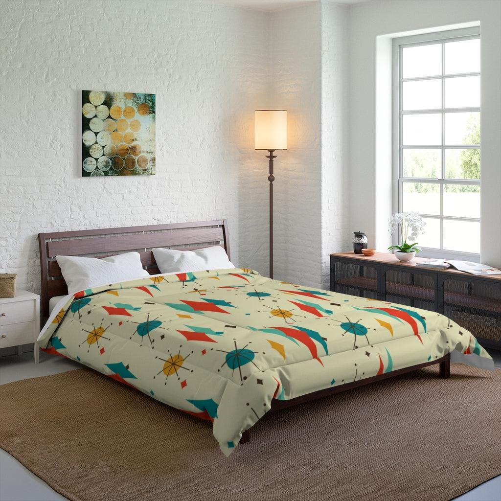 Retro 1950's Atomic Diamond Mid Century Modern Comforter | lovevisionkarma.com