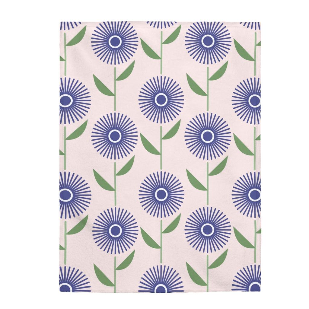 Scandinavian MCM Danish Floral Purple Dandelion Velveteen Lightweight Blanket | lovevisionkarma.com
