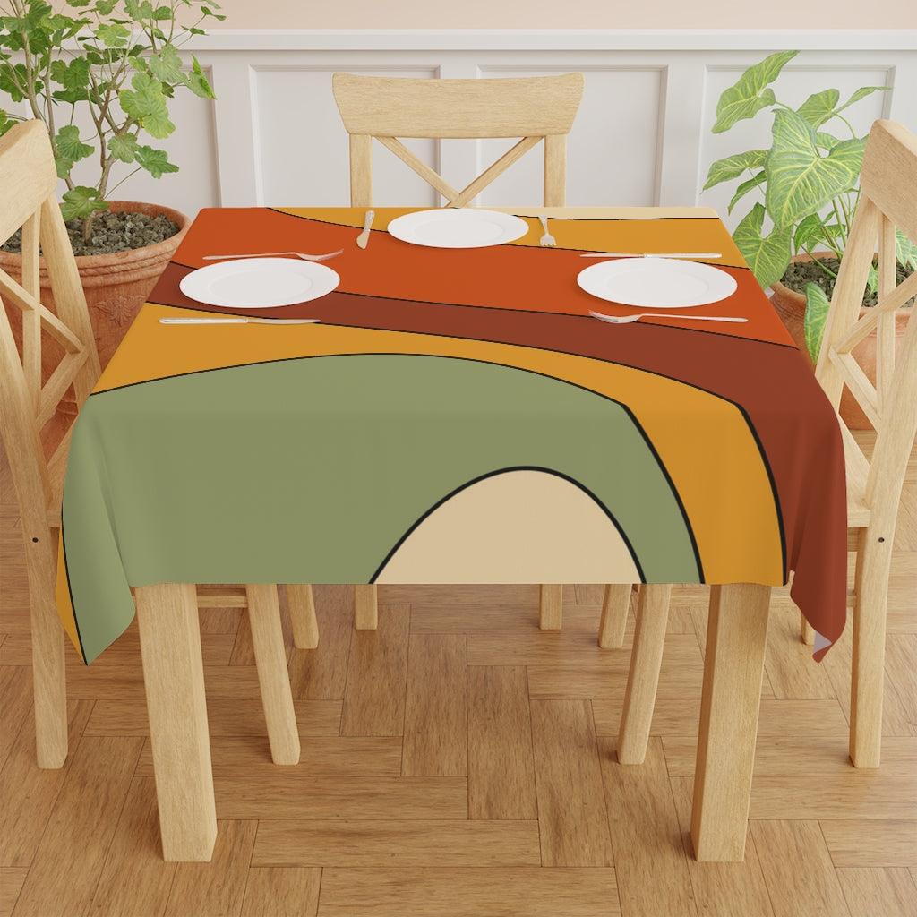 Retro 60s 70s Groovy Orange, Mustard & Green MCM Tablecloth | lovevisionkarma.com