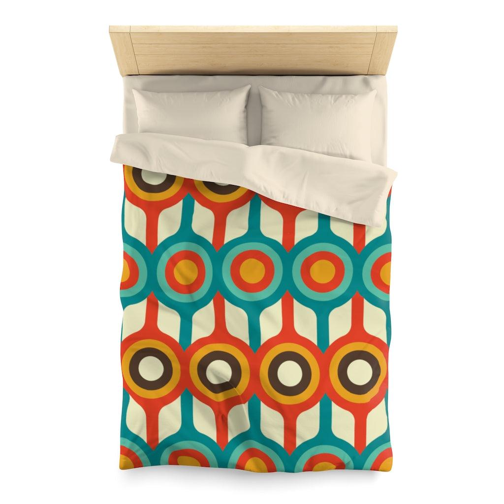 Retro 50s 60s Mid Century Geo Circles Blue & Orange Duvet Cover | lovevisionkarma.com