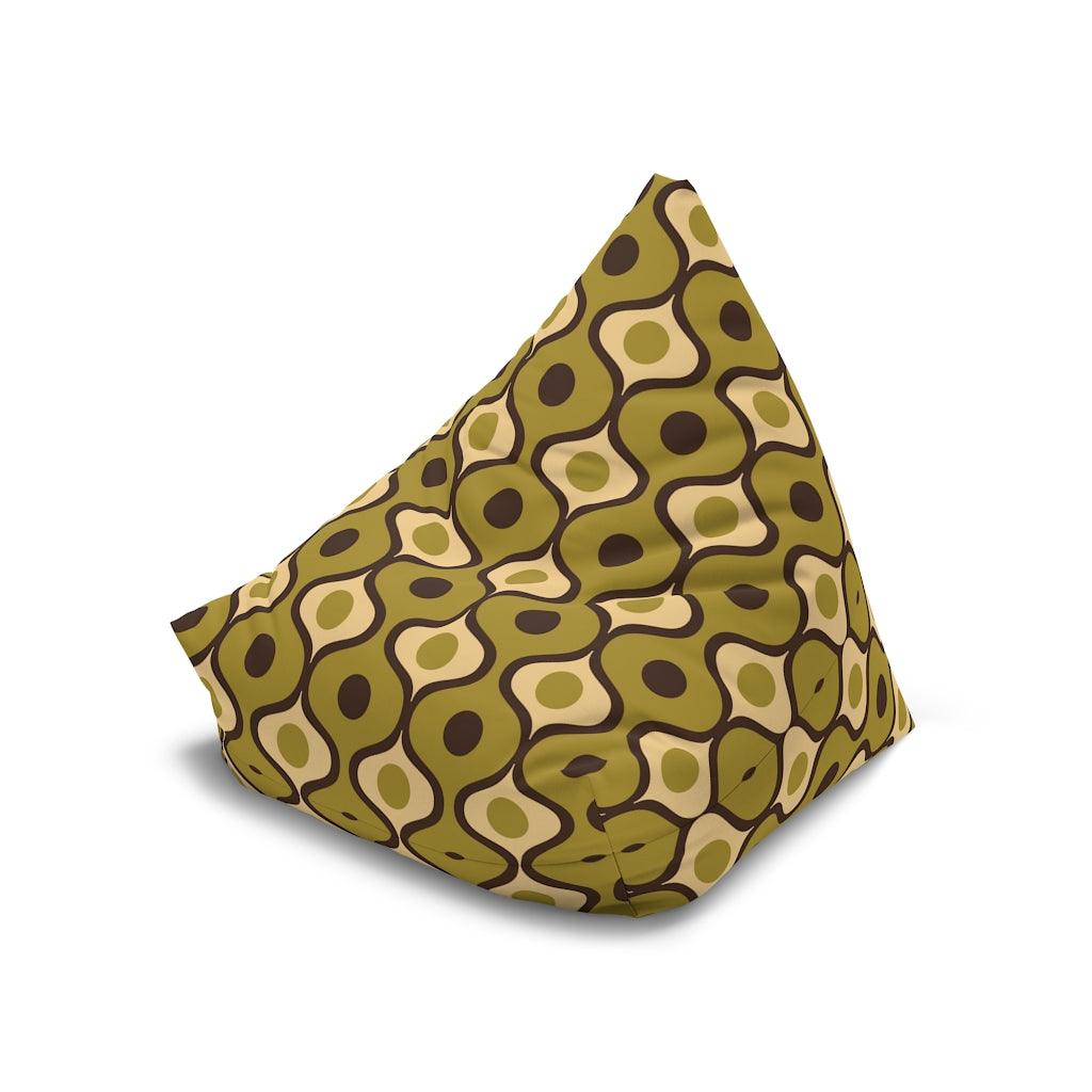 Retro 70's Bulbs and Circles Olive Green Bean Bag Chair COVER | lovevisionkarma.com