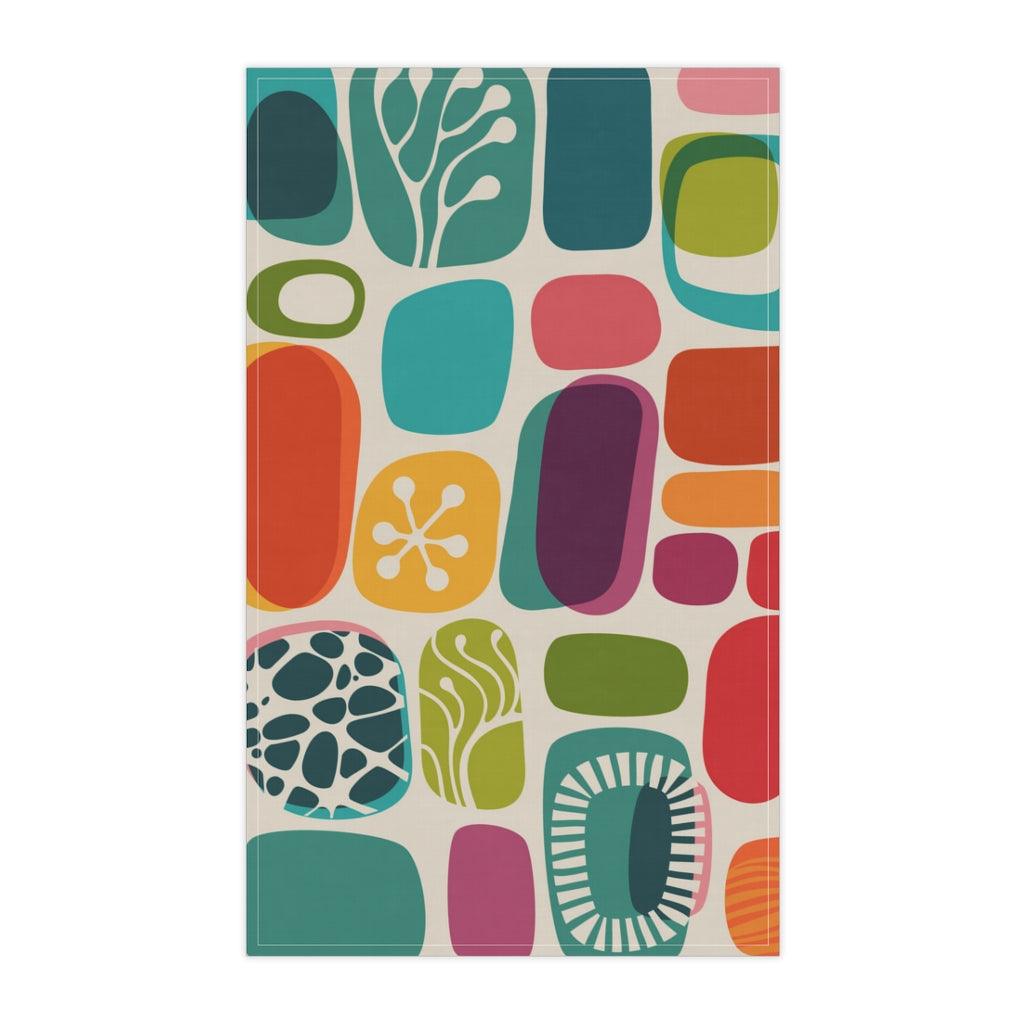 Retro Mid Century Colorful Abstract Tea Towel | lovevisionkarma.com
