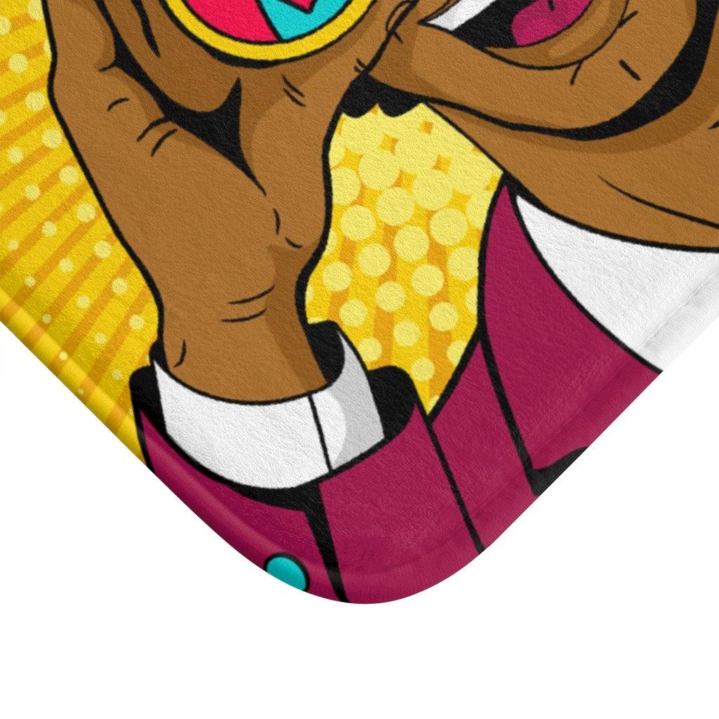 "Wow" Binoculars Man Comic Pop Art Funny Bath Mat | lovevisionkarma.com