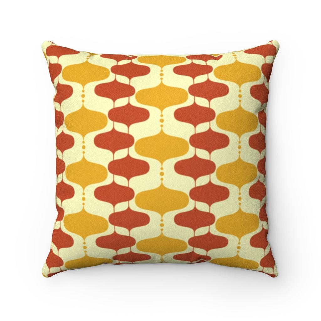 Vintage 60s Retro Onion Mid Century Mod Mustard & Brown Pillow | lovevisionkarma.com