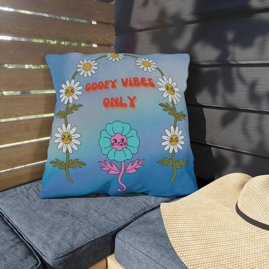 Groovy Flowers, Goofy Vibes Only Multicolor Outdoor Pillow | lovevisionkarma.com