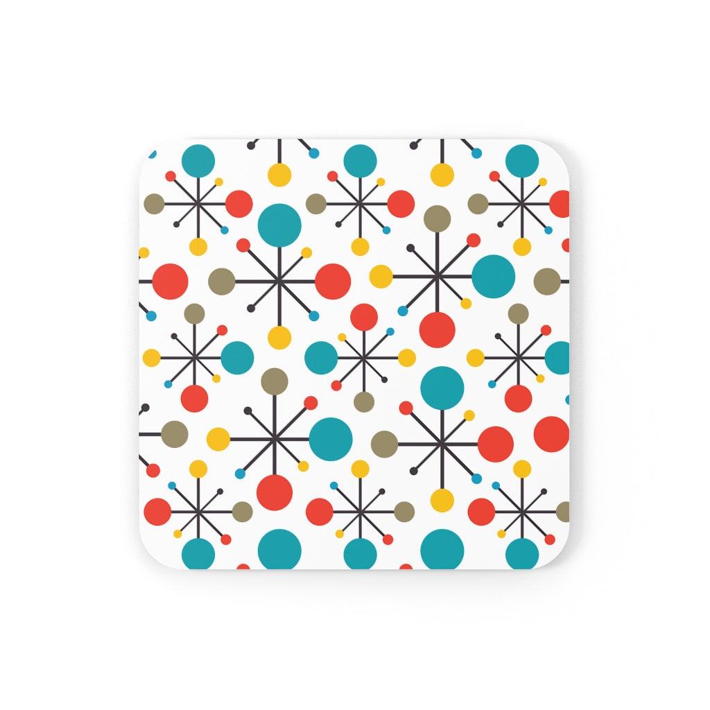 Retro 50s Atomic Starburst Colorful Mid Century Coaster Set | lovevisionkarma.com