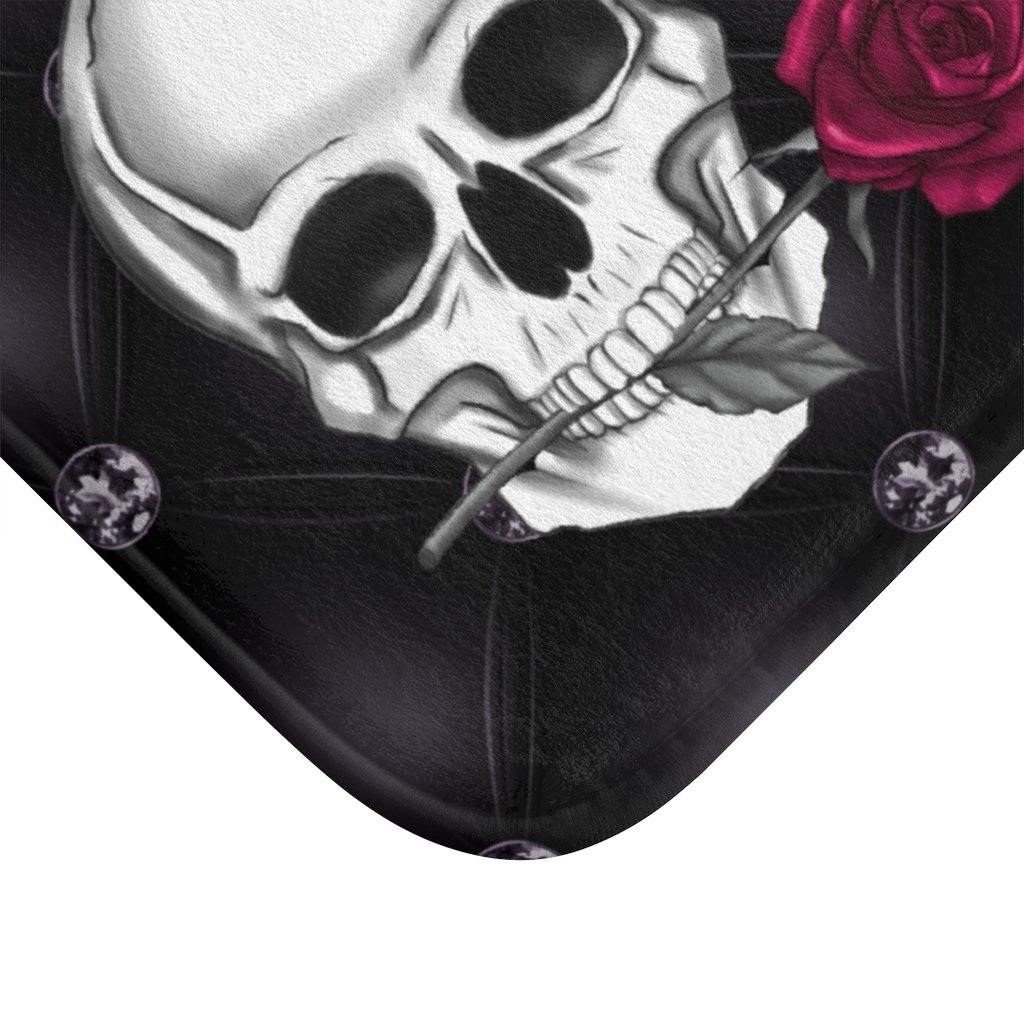 Skull Couple Glam Goth Black Halloween Bath Mat | lovevisionkarma.com