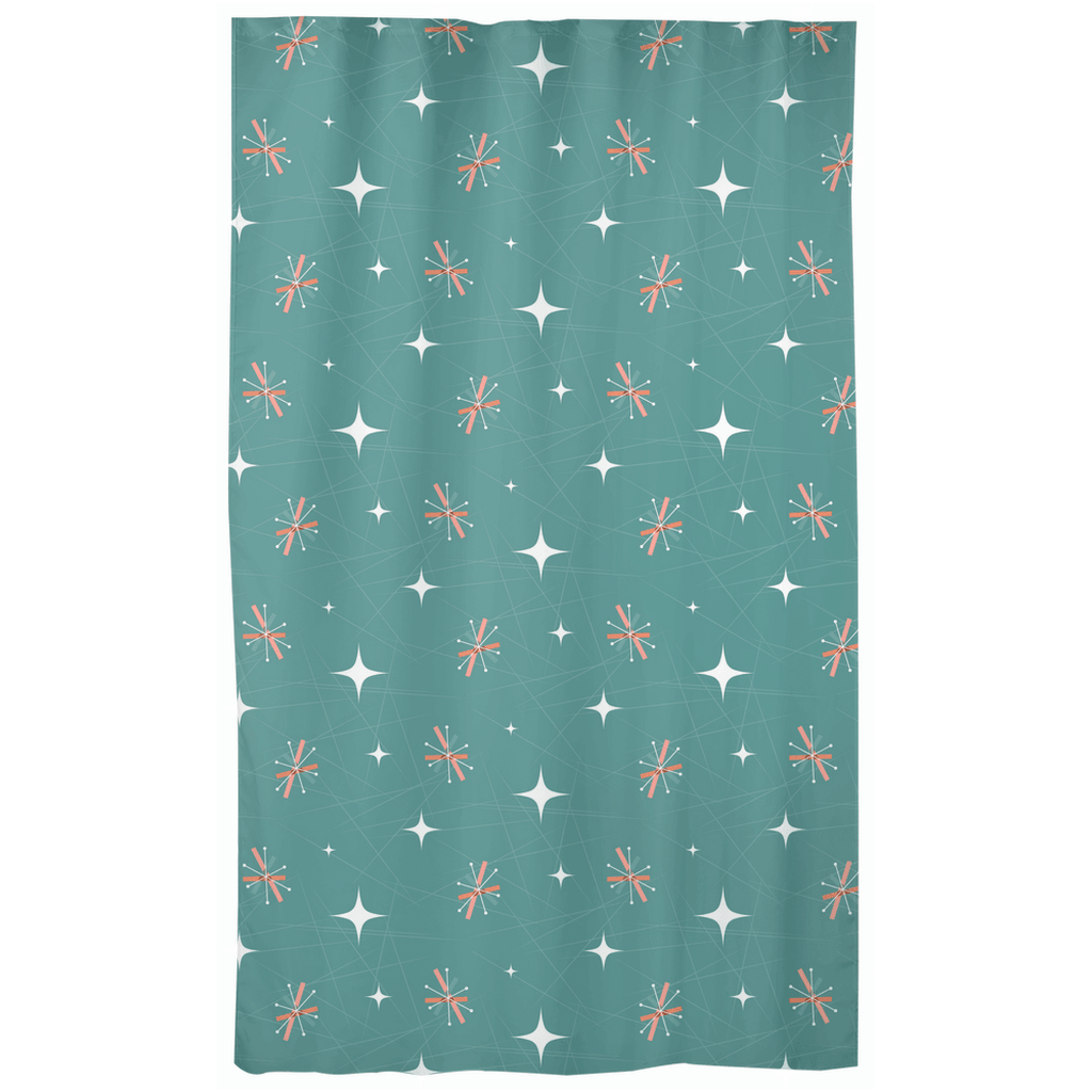 Mid Century Mod Atomic Burst Retro Pink & Teal Curtains | lovevisionkarma.com