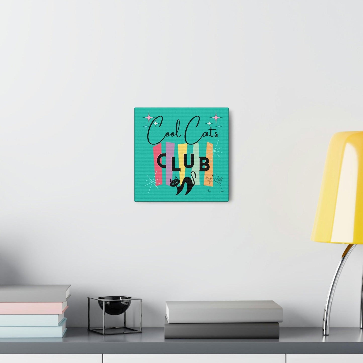 Retro MCM Atomic Cool Cat Starburst Colorful Canvas Gallery Wrap | lovevisionkarma.com