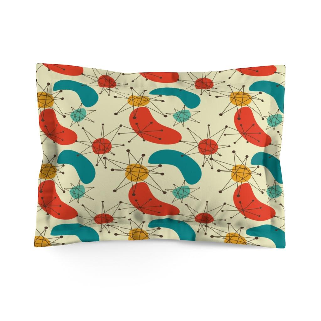 Retro Atomic Boomerang Blue & Orange Mid Century Modern Pillow Sham | lovevisionkarma.com