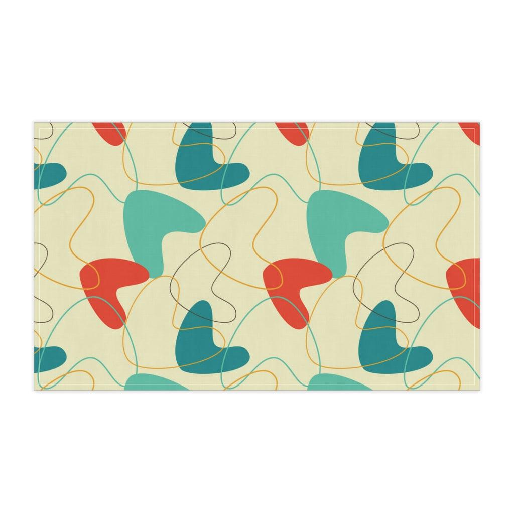 Retro Boomerangs Mid Century Modern Cream, Teal & Orange Kitchen Towel | lovevisionkarma.com