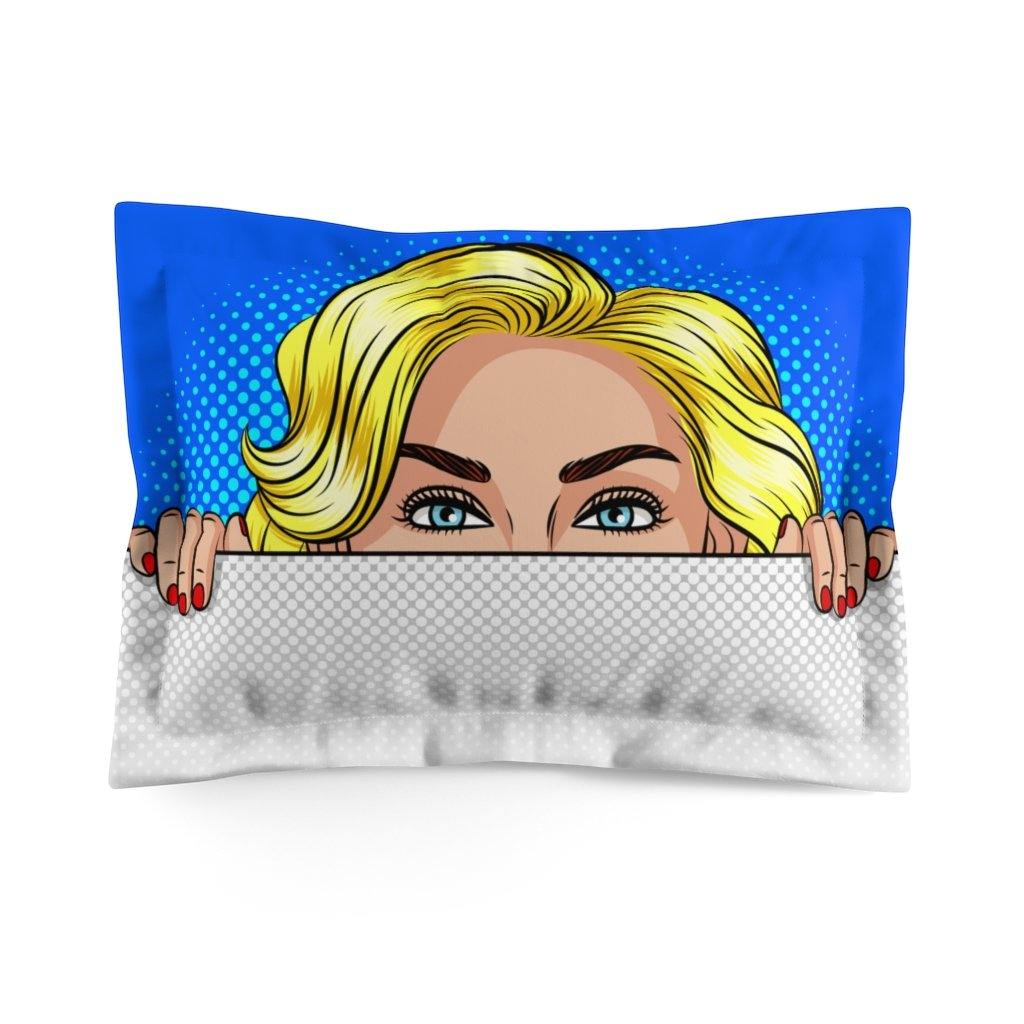 "Peekaboo" Woman Comic Pop Art Pillow Sham | lovevisionkarma.com