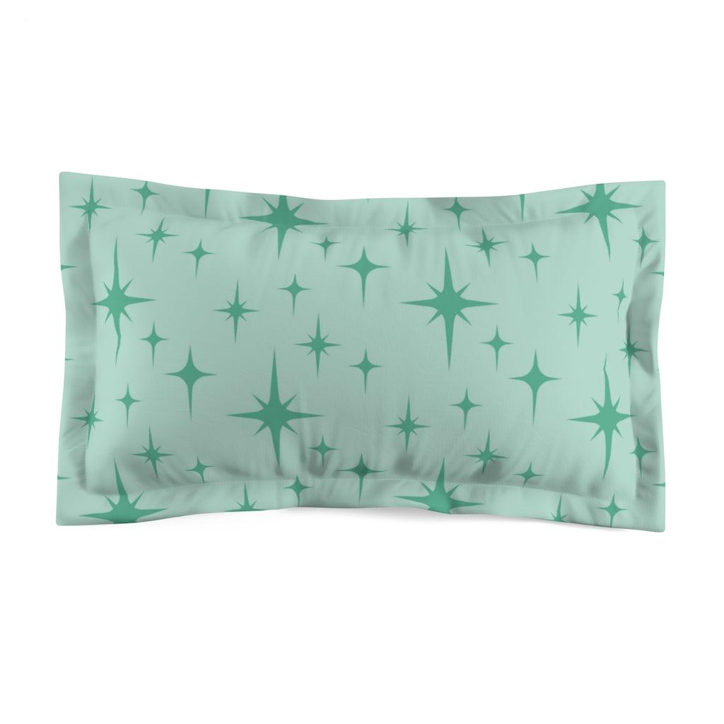 50s Retro Mid Century Starburst Mint Green Pillow Sham | lovevisionkarma.com
