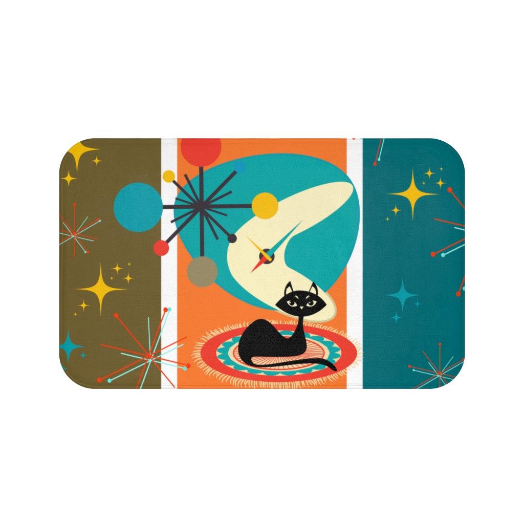 Atomic Cat and Starbursts MCM Multicolor Bath Mat | lovevisionkarma.com