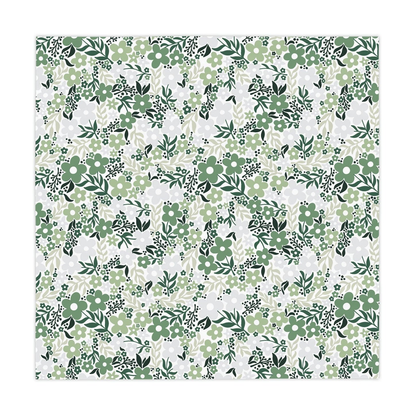 Retro Flowers Minimalist Mid Century Shades of Green Tablecloth | lovevisionkarma.com