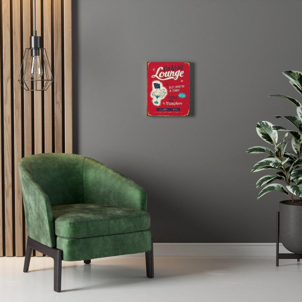 Retro Red 1950's Cocktail Lounge Sign | Mid Century Canvas Gallery Wrap | lovevisionkarma.com