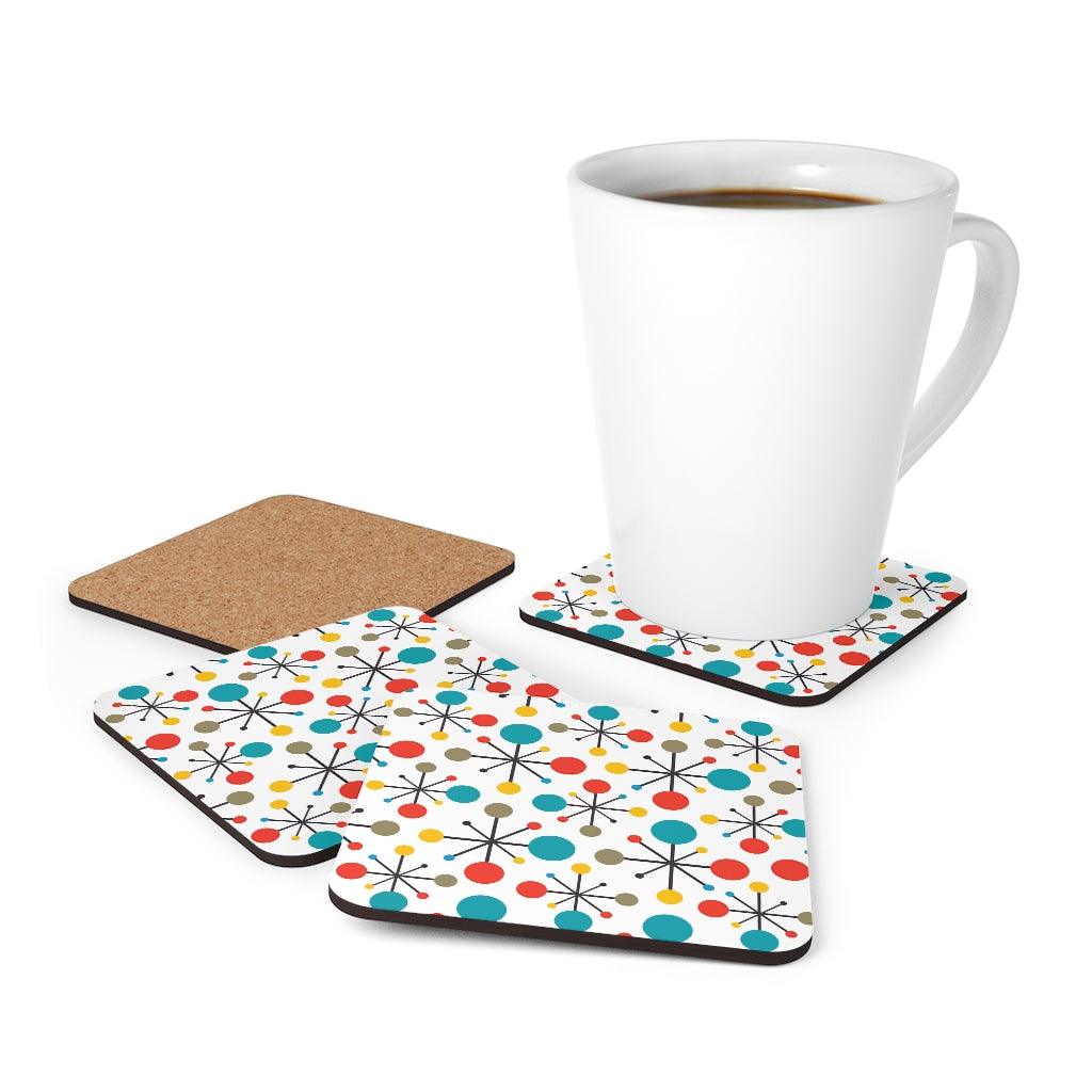 Retro 50s Atomic Starburst Colorful Mid Century Coaster Set | lovevisionkarma.com