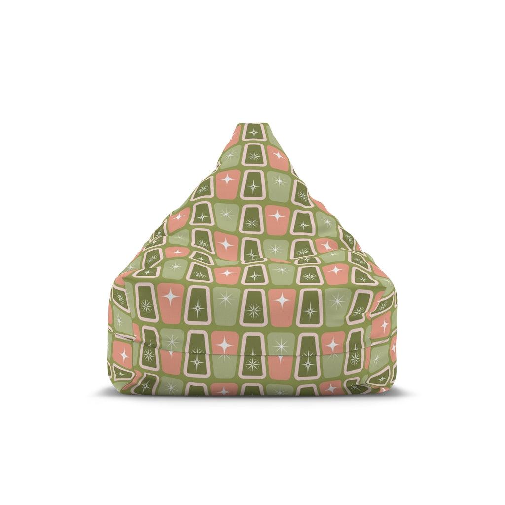 Mid Century Atomic Age Burst, Green & Pink Bean Bag Chair COVER | lovevisionkarma.com