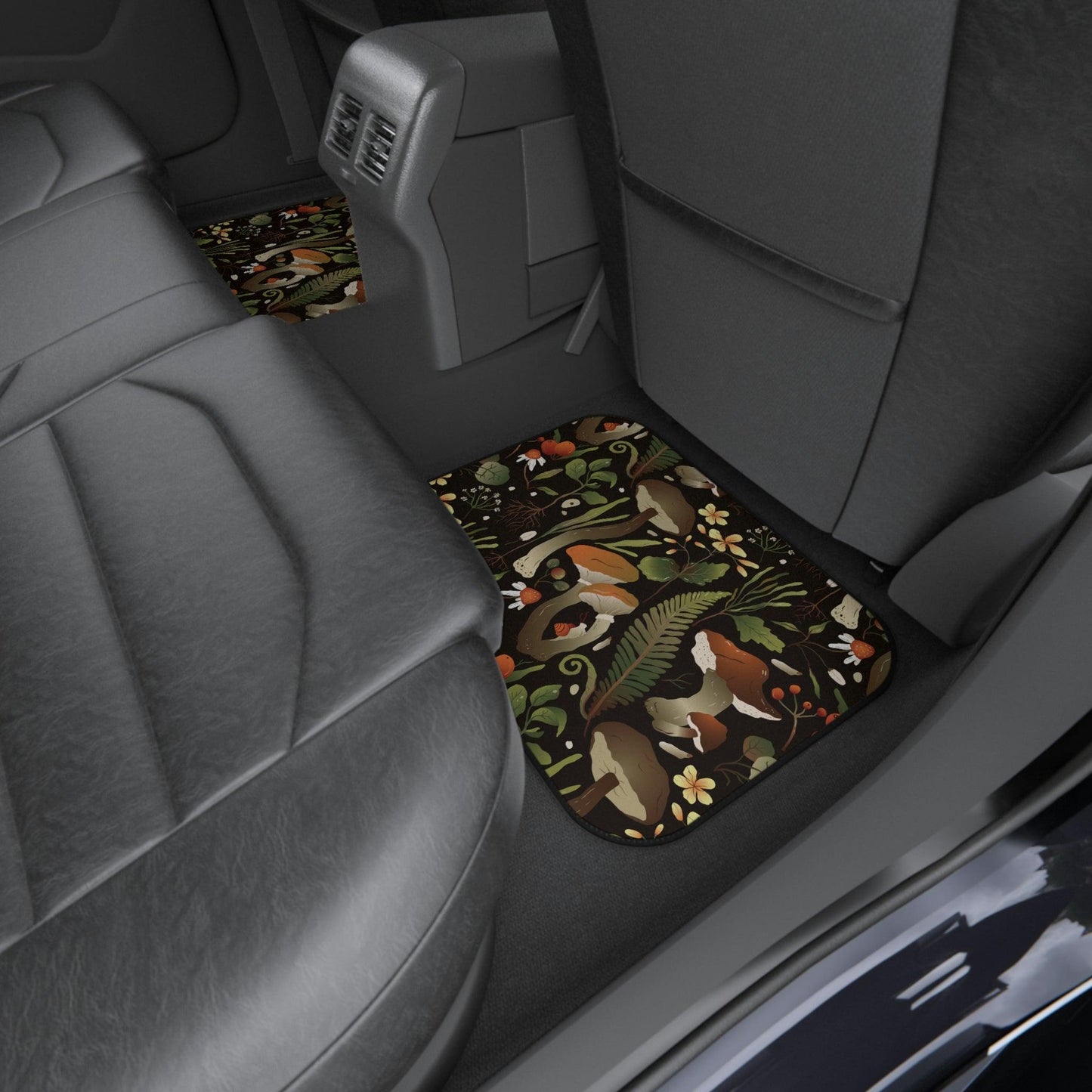 Boho Mushroom, Snail and Foliage Cottagecore Woodland Car Mats (Set of 4) | lovevisionkarma.com