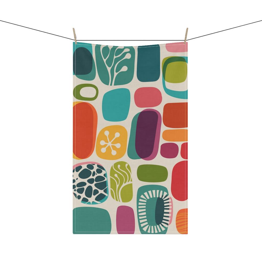Retro Mid Century Colorful Abstract Tea Towel | lovevisionkarma.com