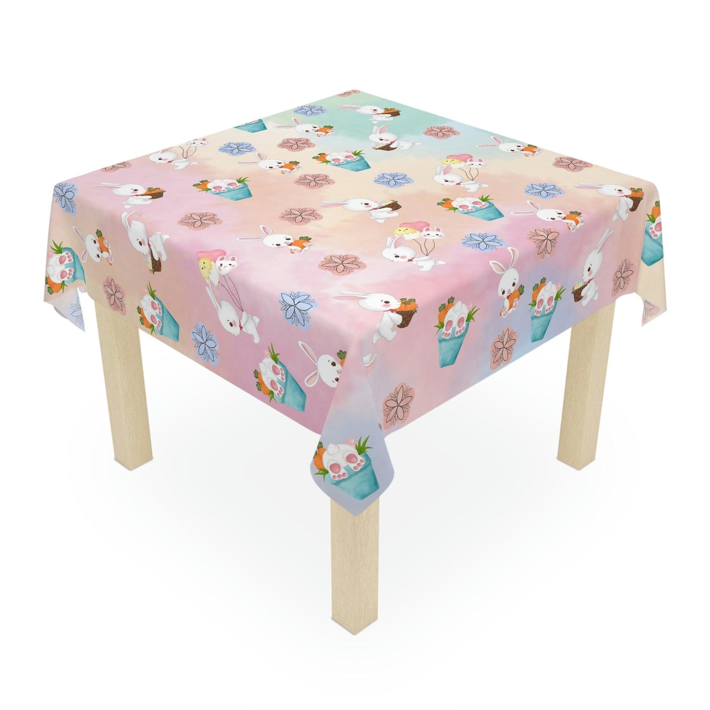 Easter Bunnies Cute Pastel Square Tablecloth | lovevisionkarma.com