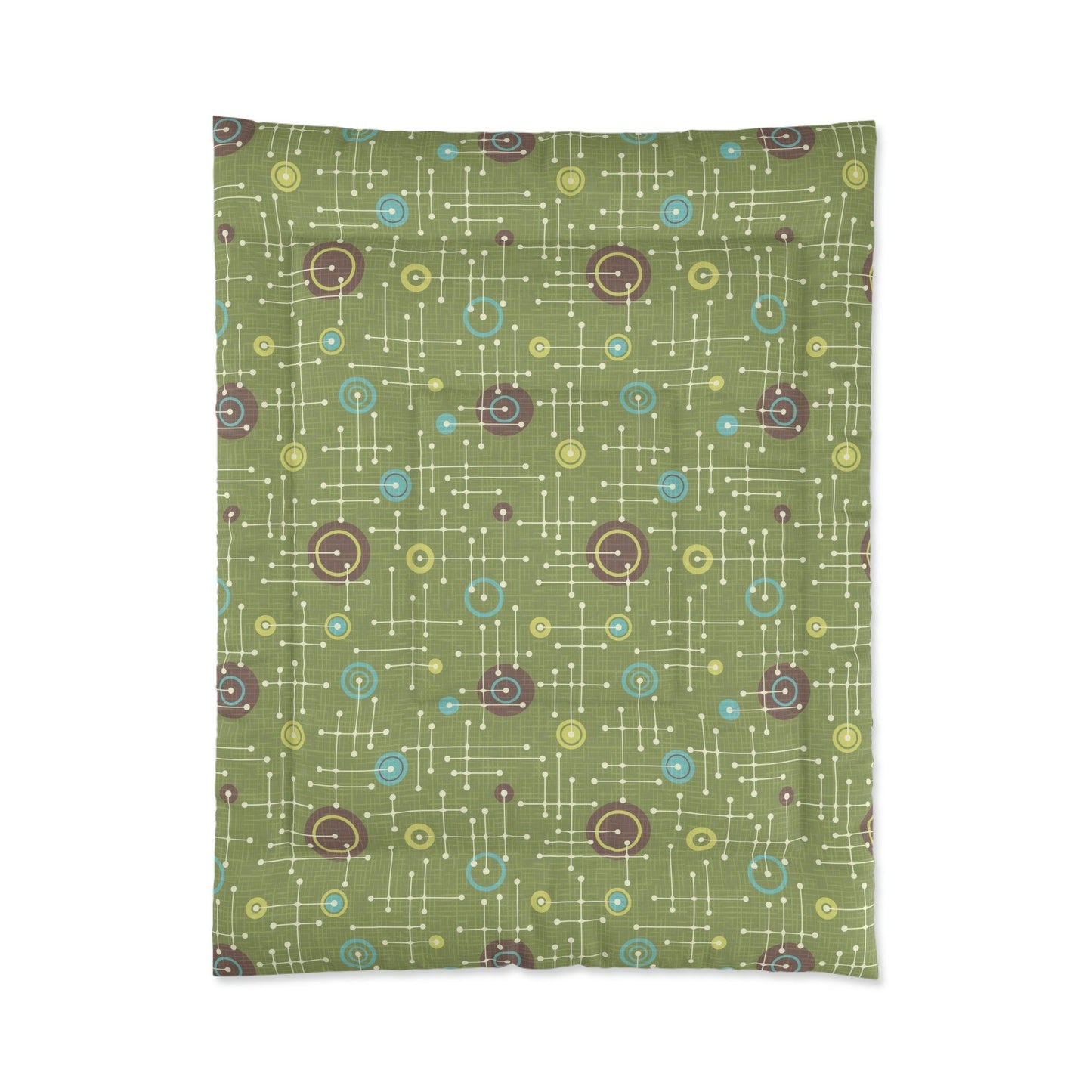 Retro 50s Eames Inspired MCM Lines Green Comforter | lovevisionkarma.com