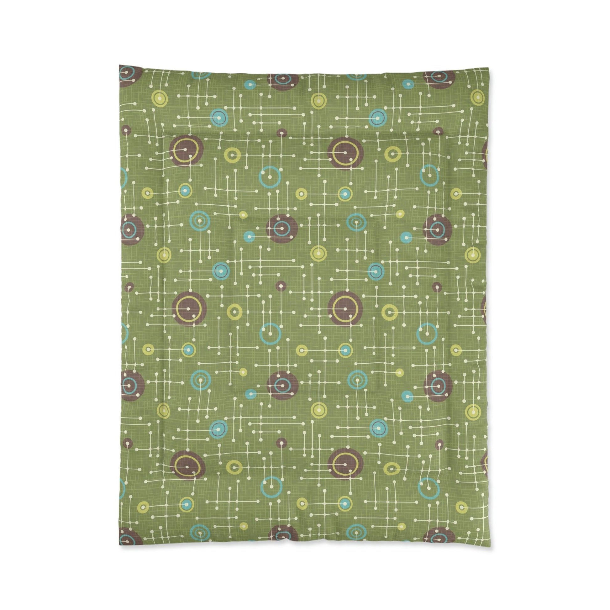 Retro 50s Eames Inspired MCM Lines Green Comforter | lovevisionkarma.com