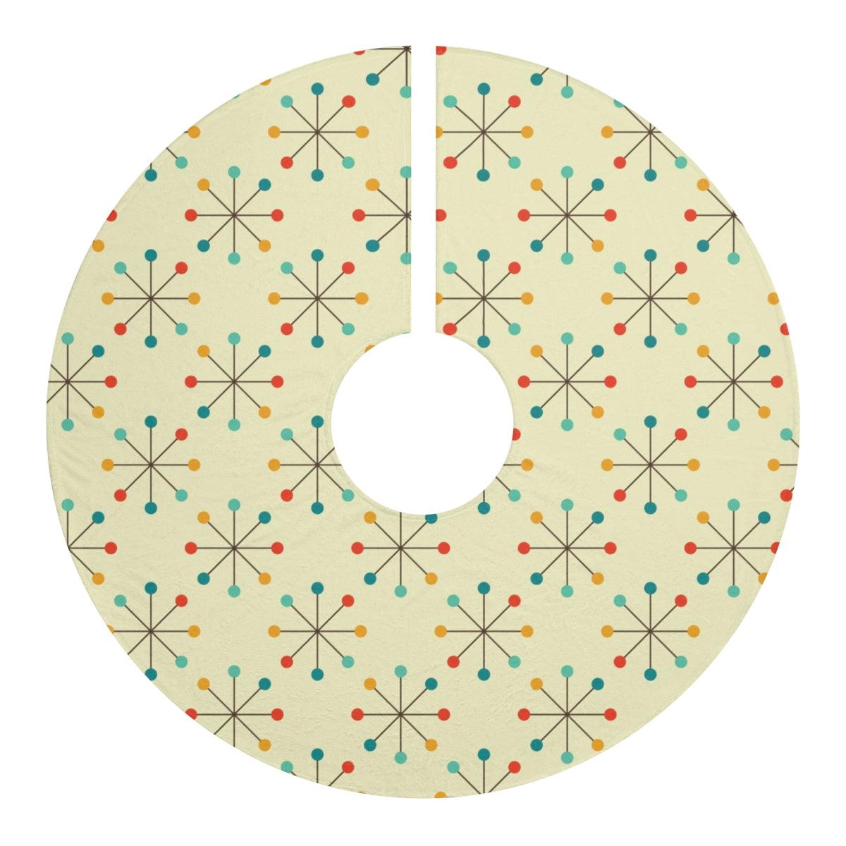 Atomic Starburst Multicolor Mid Century Christmas Tree Skirt | lovevisionkarma.com