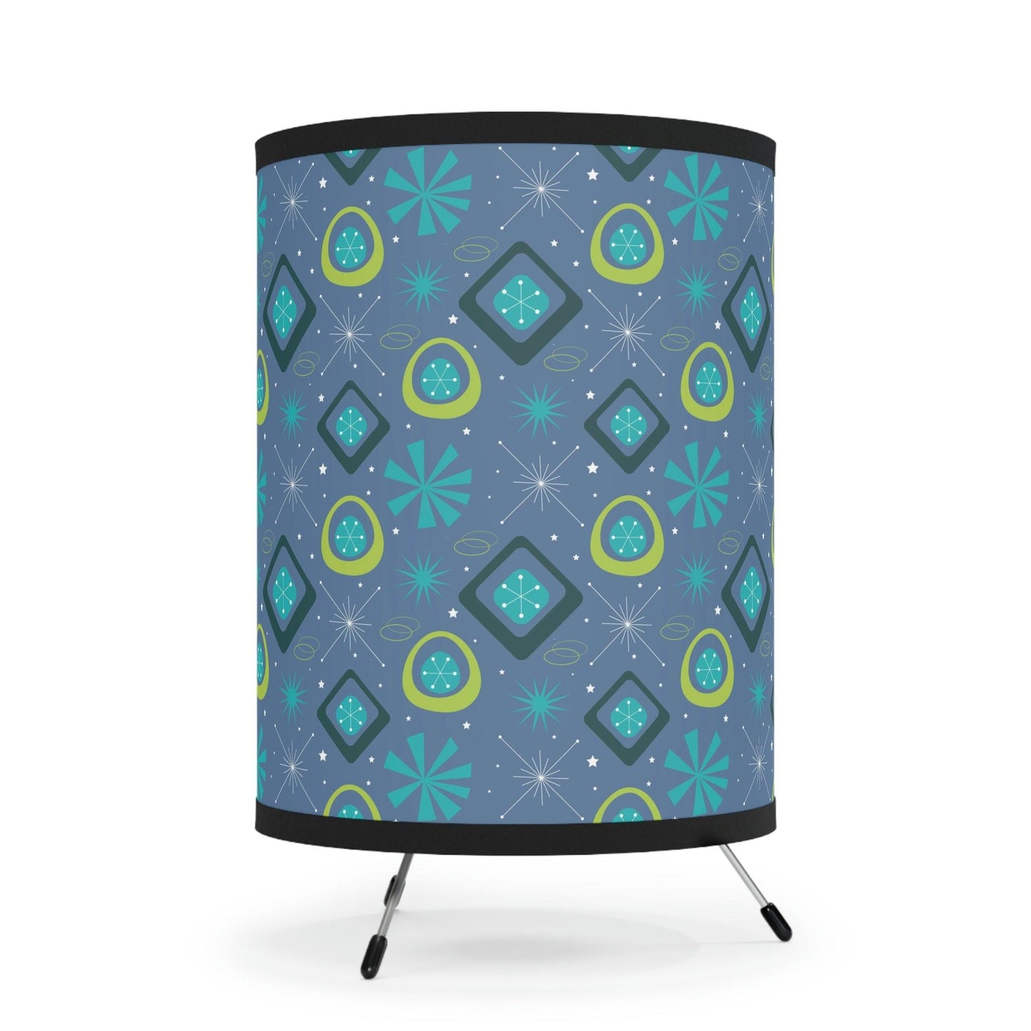 Retro 50s Space Age, Starburst Mid Century Mod Blue & Green Tripod Accent Lamp | lovevisionkarma.com