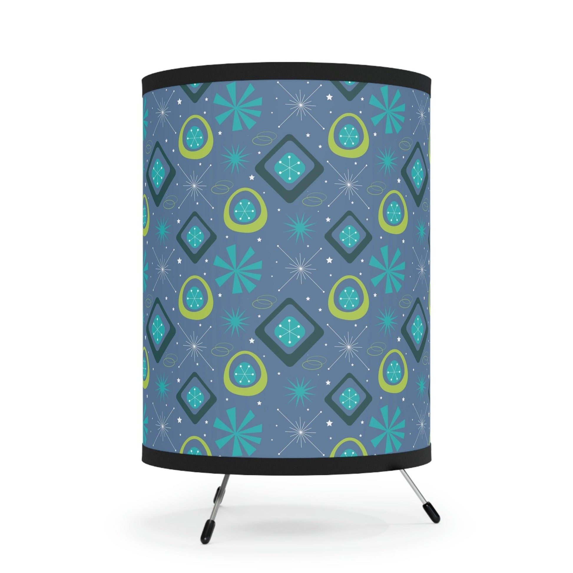 Retro 50s Space Age, Starburst Mid Century Mod Blue & Green Tripod Accent Lamp | lovevisionkarma.com