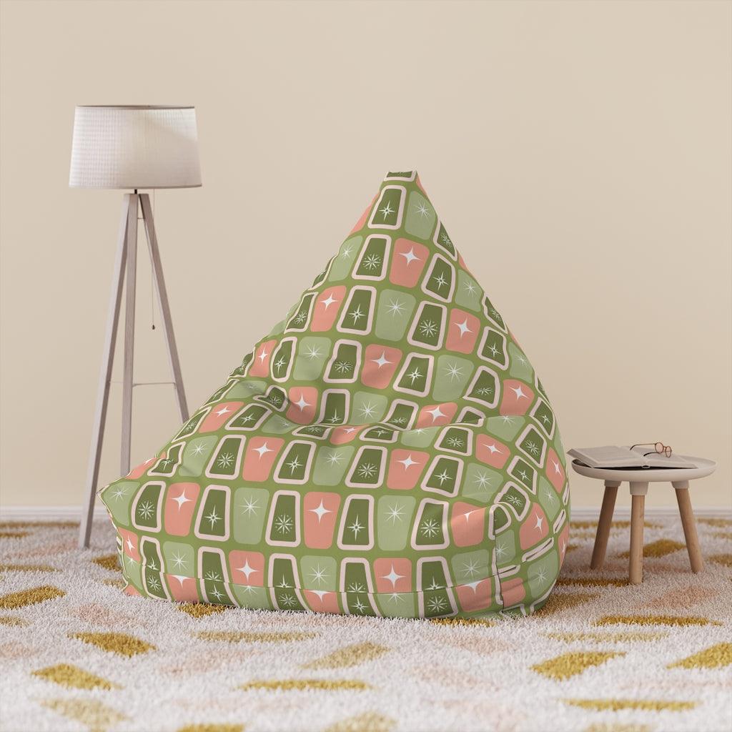Mid Century Atomic Age Burst, Green & Pink Bean Bag Chair COVER | lovevisionkarma.com
