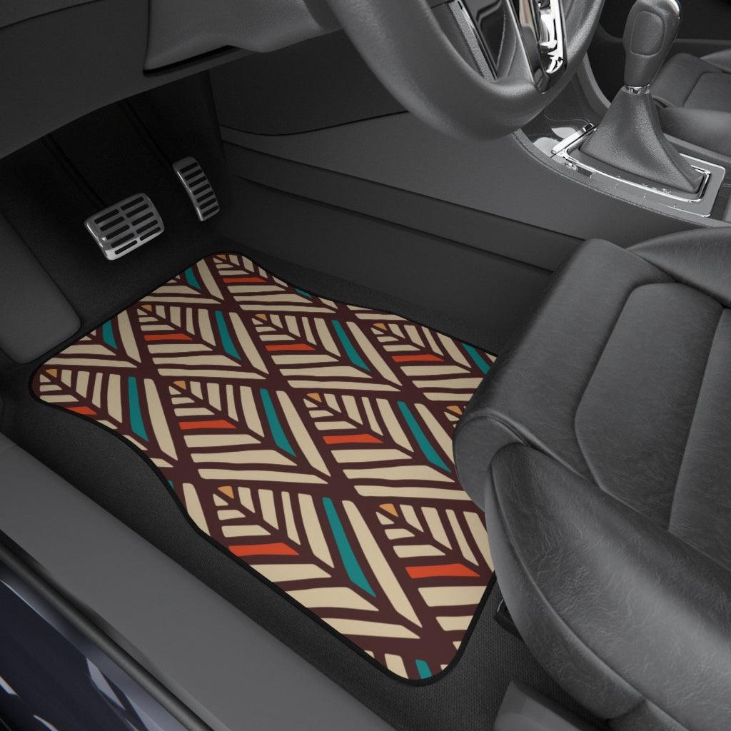 Boho Feather Retro Hippie MCM Multicolor Car Mats (Set of 4) | lovevisionkarma.com