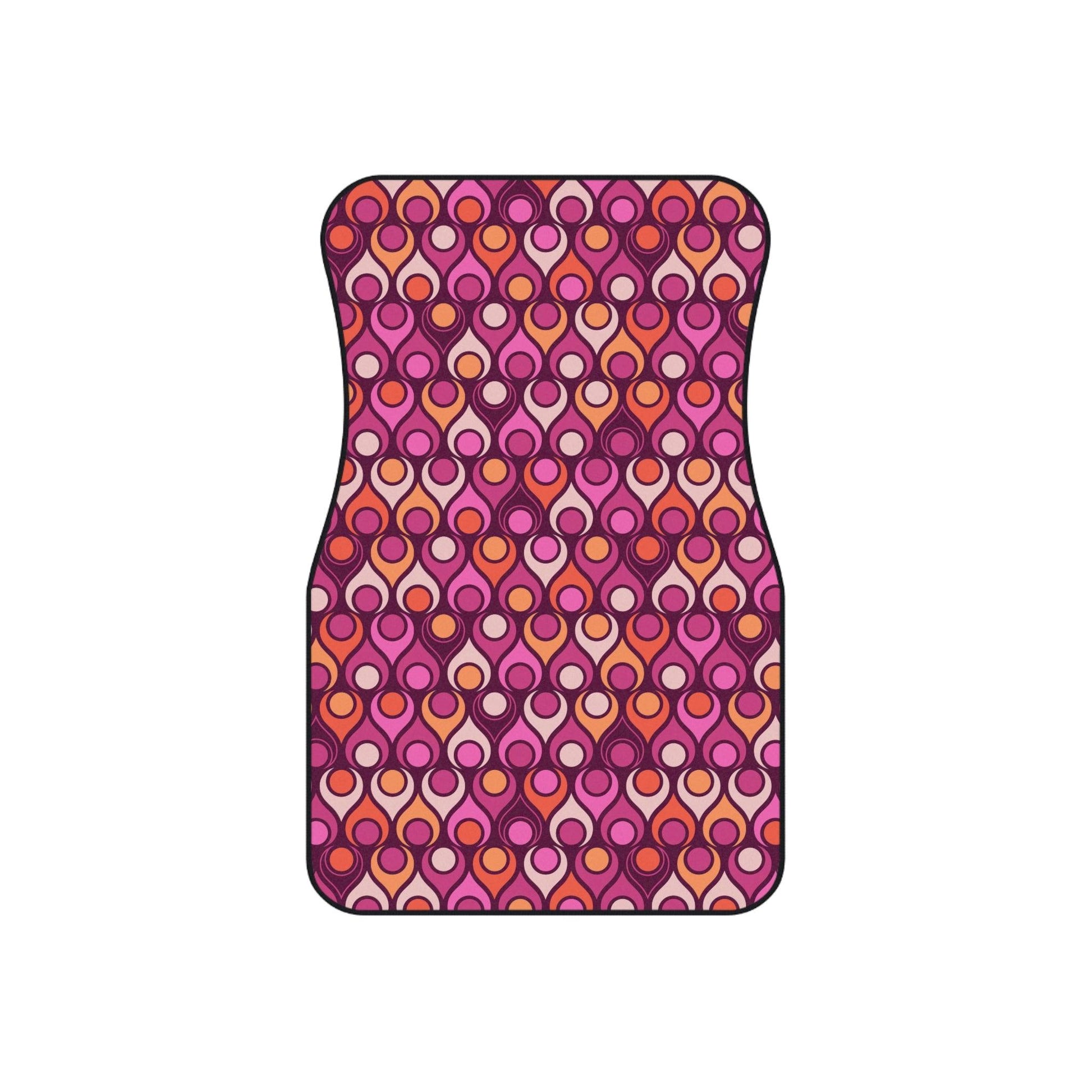 Groovy Mod, Retro Purple Magenta and Orange Car Mats (Set of 4) | lovevisionkarma.com