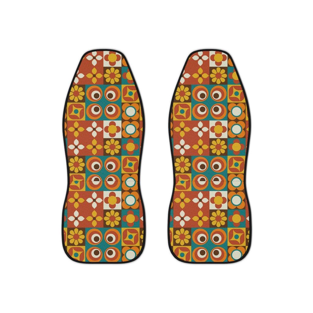 Groovy MCM Patchwork Style Multicolor Car Seat Covers | lovevisionkarma.com