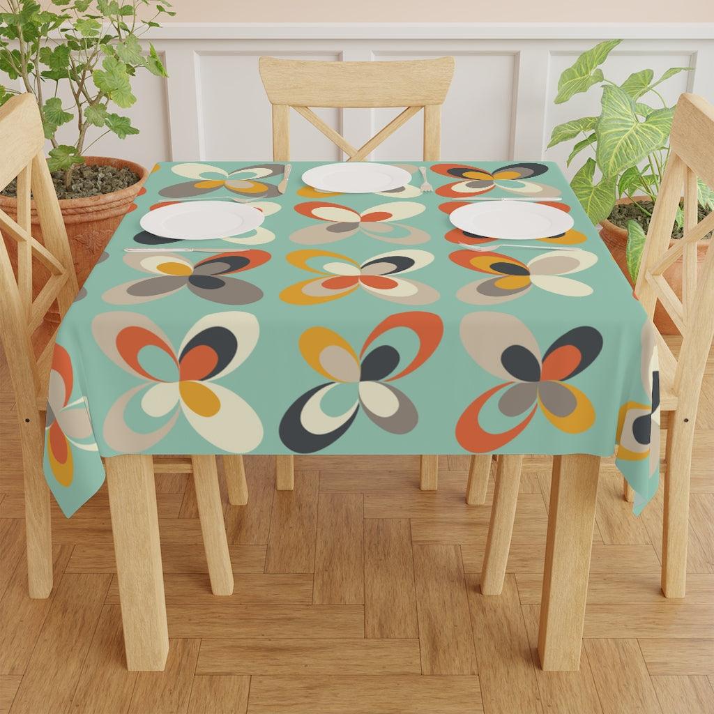 Retro MCM Danish Scandi Leaves Mint Tablecloth | lovevisionkarma.com