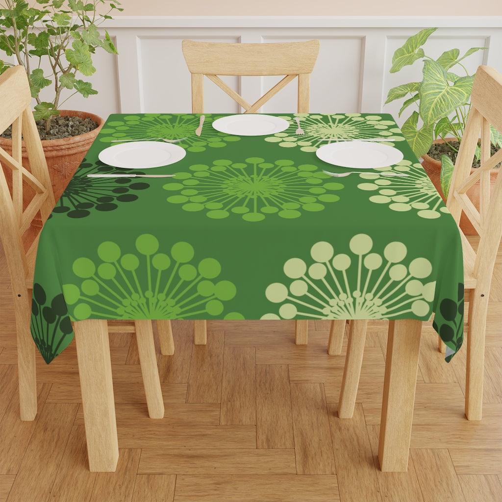 Retro Starburst Sputnik Inspired Green MCM Tablecloth | lovevisionkarma.com