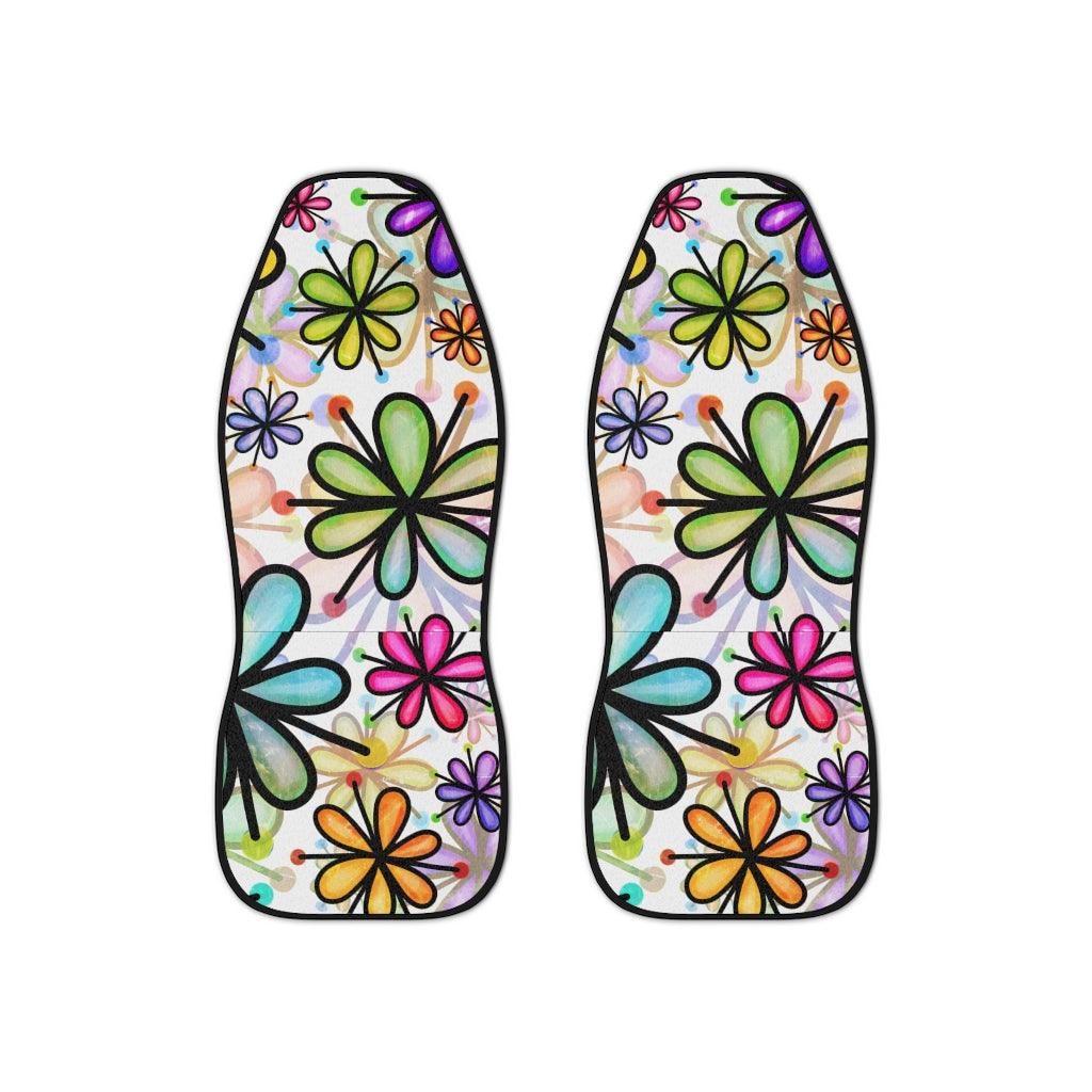 Cute & Colorful Groovy Flower Doodle Car Seat Covers | lovevisionkarma.com
