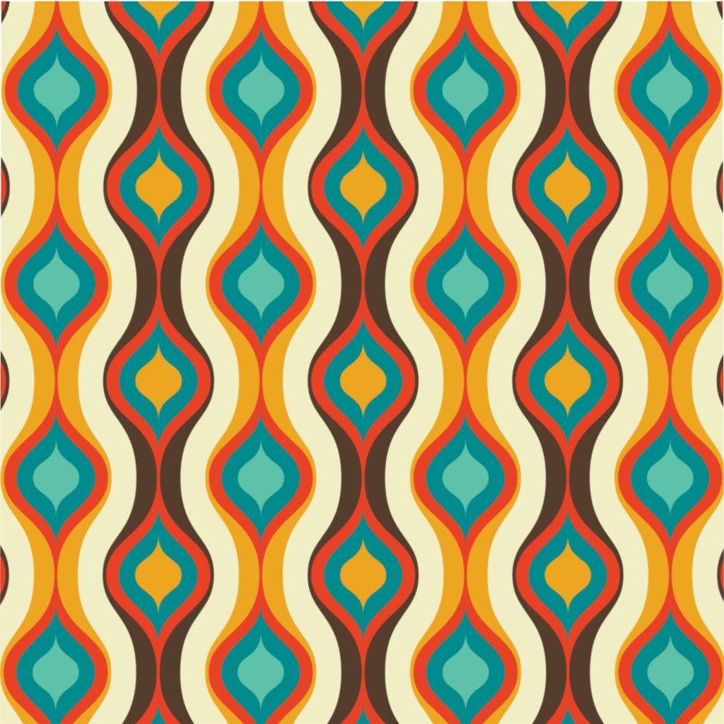 Retro 60's Geometric Waves Brown, Orange & Blue Mid Century Modern Duvet Cover | lovevisionkarma.com