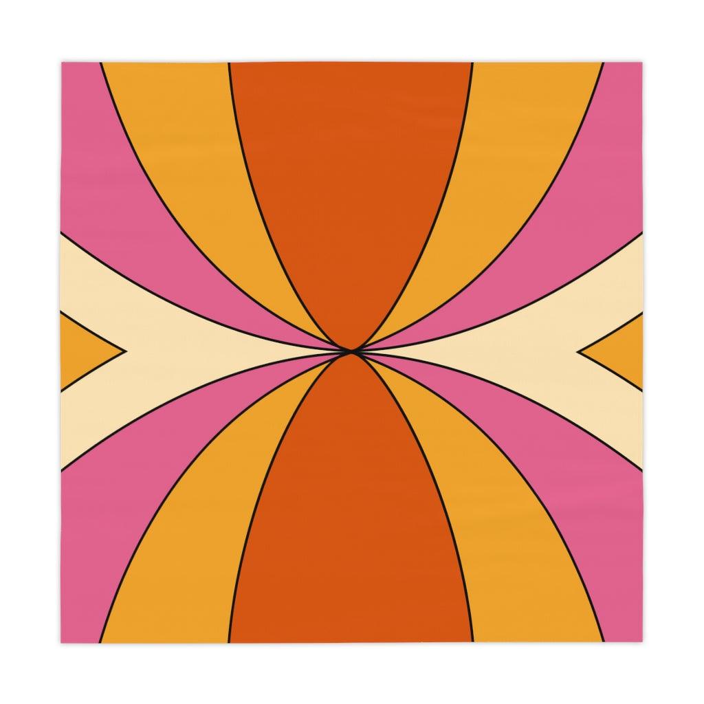 Boho Burst Retro Pink, Orange and Yellow Tablecloth | lovevisionkarma.com