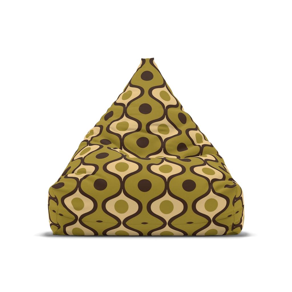 Retro 70's Bulbs and Circles Olive Green Bean Bag Chair COVER | lovevisionkarma.com