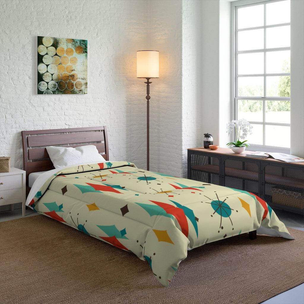 Retro 1950's Atomic Diamond Mid Century Modern Comforter | lovevisionkarma.com