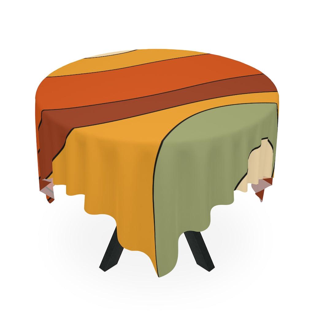 Retro 60s 70s Groovy Orange, Mustard & Green MCM Tablecloth | lovevisionkarma.com