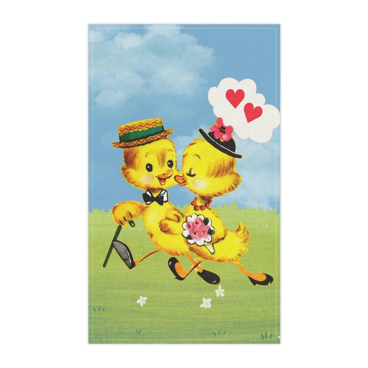 Vintage Easter Chicks Spring MCM Kitsch Kitchen Tea Towel | lovevisionkarma.com