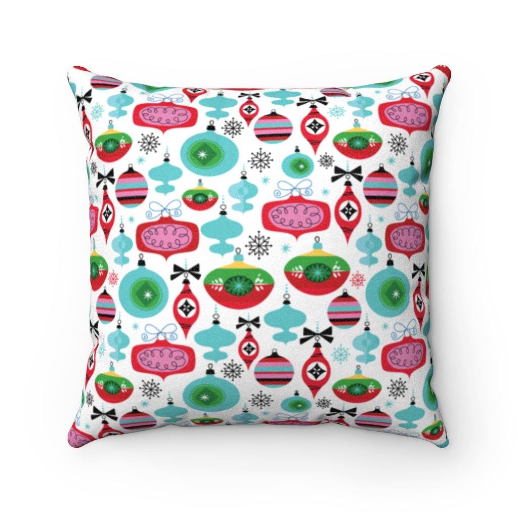 Atomic Christmas Retro Ornaments Multicolor Mid Century Pillow | lovevisionkarma.com