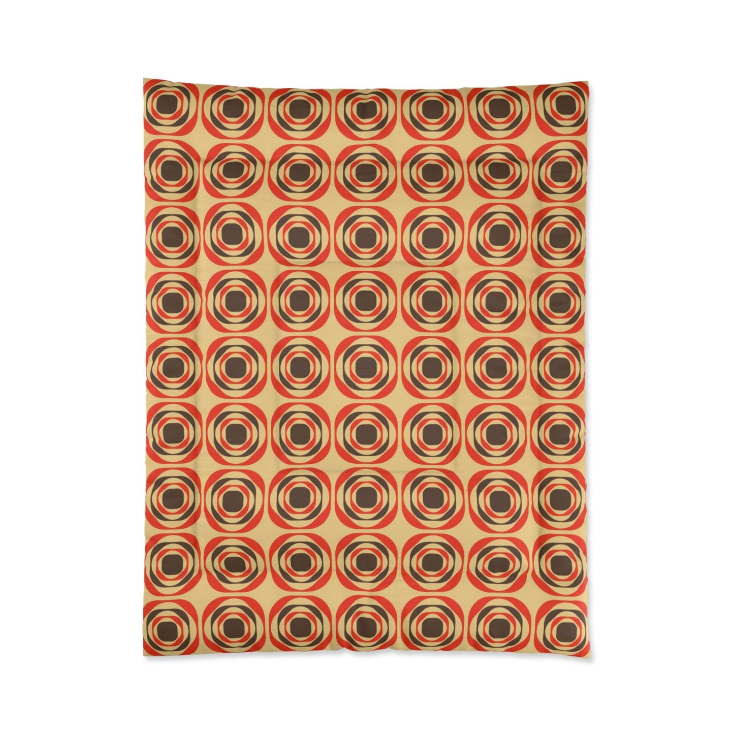 Retro 60s 70s Funky Mid Century Mod Geo Brown & Orange Comforter | lovevisionkarma.com