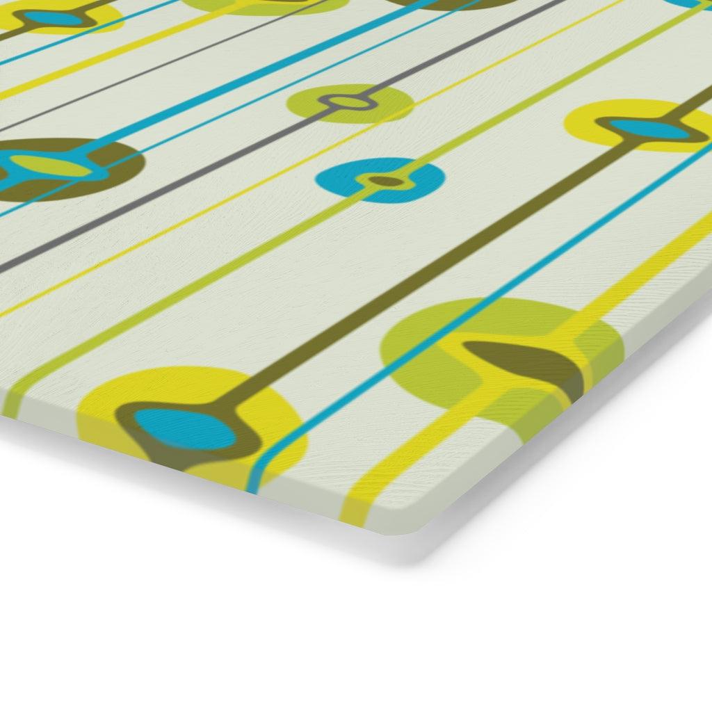 Retro Mid Century Mod Green & Blue Glass Cutting Board | lovevisionkarma.com