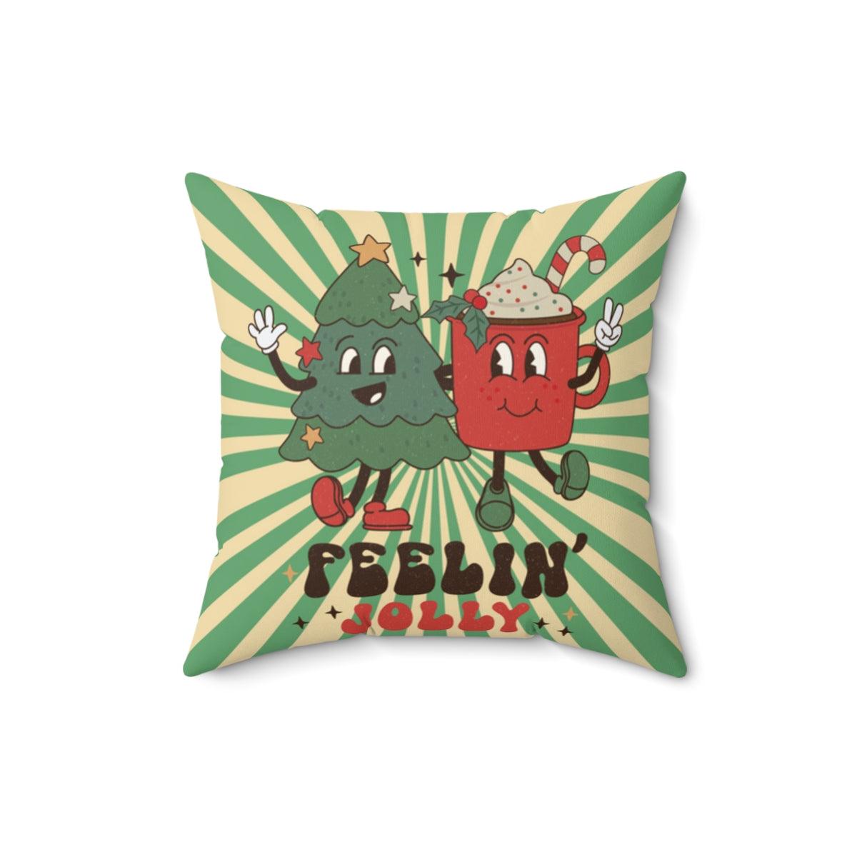 Groovy Hippie Christmas "Feelin' Jolly" MCM Pillow | lovevisionkarma.com