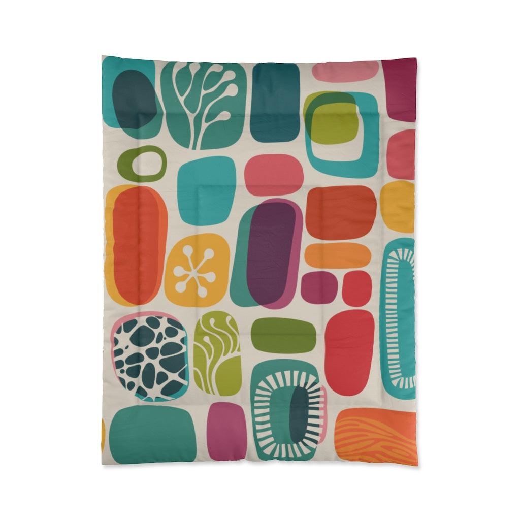 50s 60s Mid Century Modern Vibrant Abstract Comforter | lovevisionkarma.com