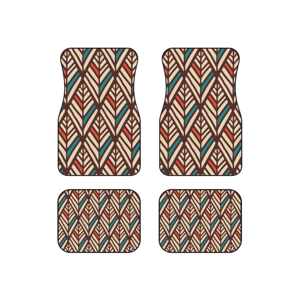 Boho Feather Retro Hippie MCM Multicolor Car Mats (Set of 4) | lovevisionkarma.com